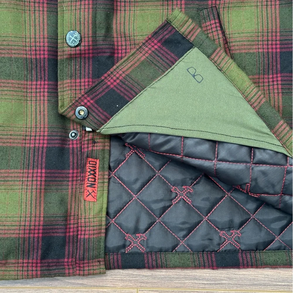 Dixxon Flannel The Payback Jacket Quilted Pearl Snap in Green/Black Size Large